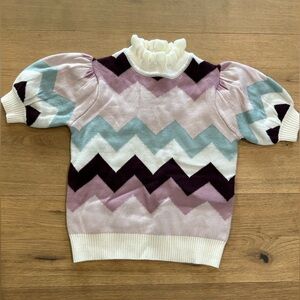 Janie and Jack short sleeve sweater in chevron stripes
